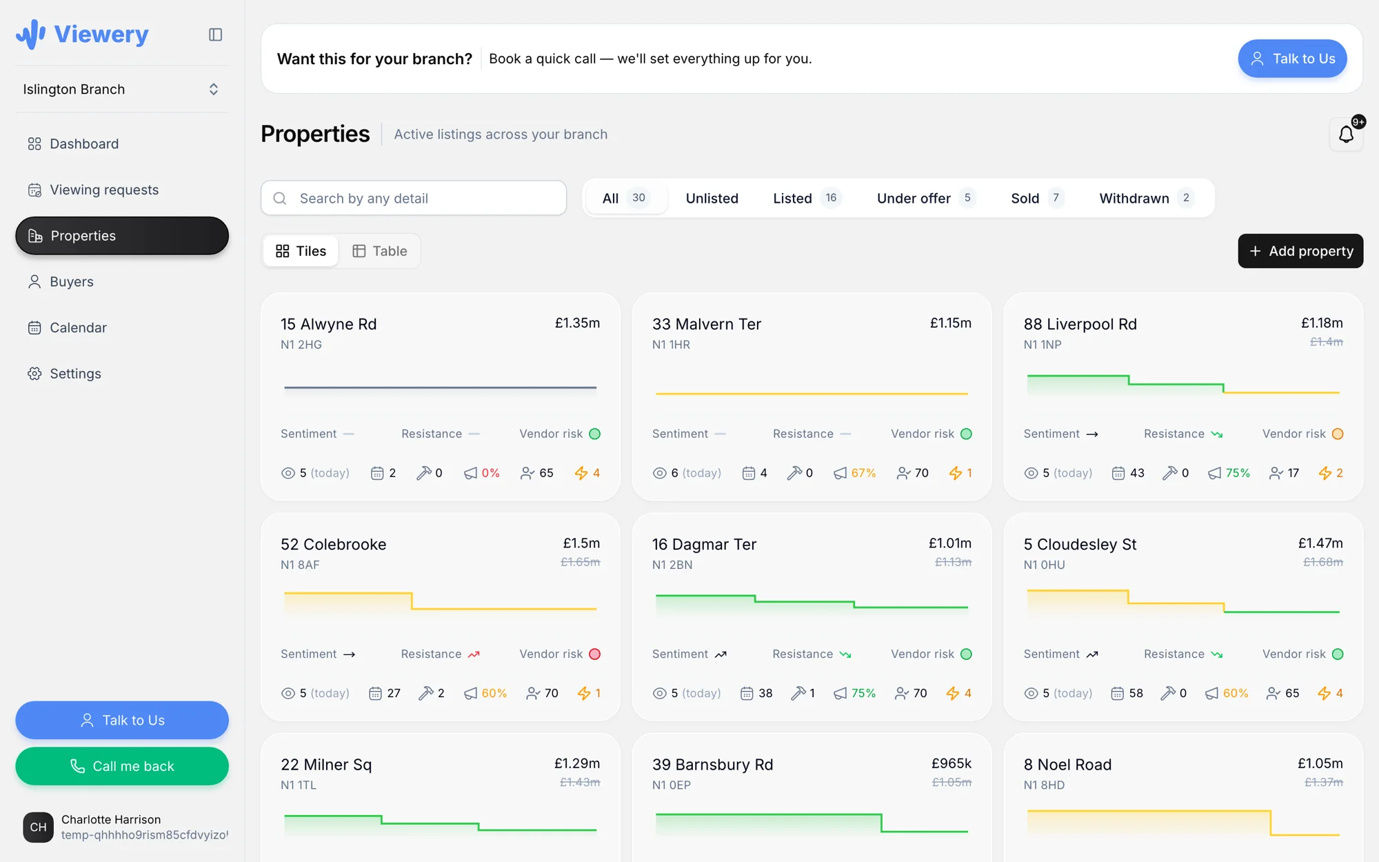 Listings — Every listing’s sentiment, price resistance and vendor risk, from the feedback buyers gave.
